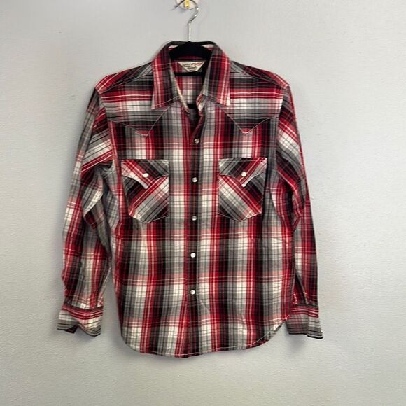 Vintage 90s Men's Levi's Western Plaid Pearl Snap Button-Up Collared‎ Shirt Sz M - Picture 1 of 7